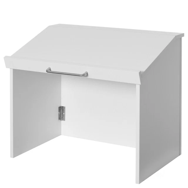 Basicwise QI004422.WT Foldable Tabletop Portable Podium for Church, Work - White