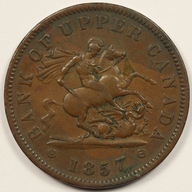 1857 Bank of Upper Canada Bank Token One Penny
