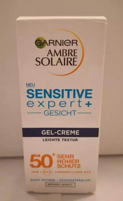 Garnier Ambre Solaire Sensitive 50+LSF expert+ Gesicht Gel-Creme 50ml NEU OVP