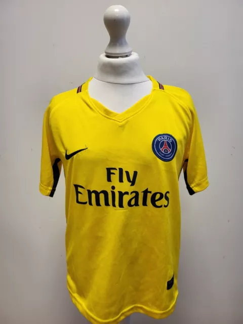 C728 Boys Nike Yellow Blue Paris Saint-Germain Neymar Jr Football Shirt 7-8 Yrs