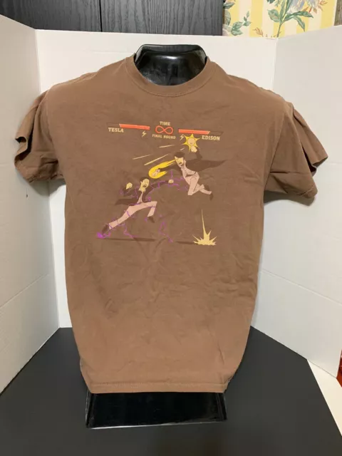 Tesla vs Edison Fight Thinkgeek Shirt Video Size M Preowned