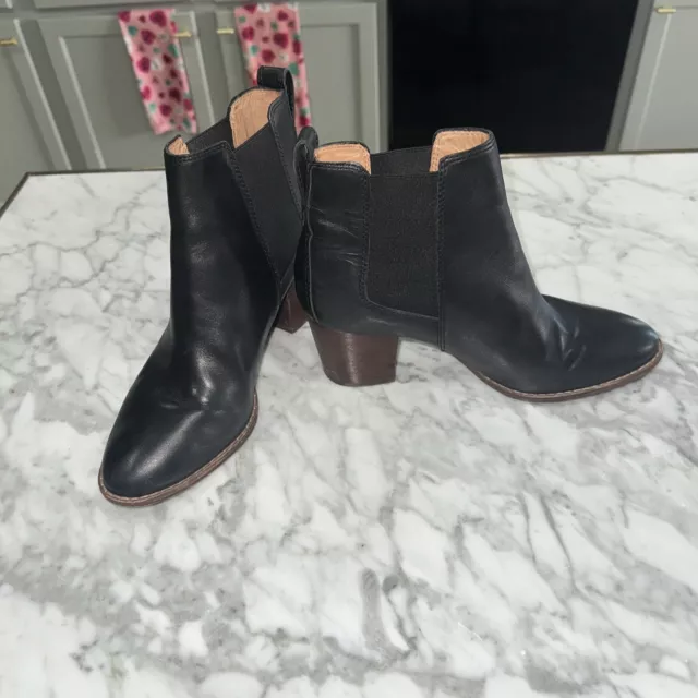 Madewell Size 8.5 The Regan Chelsea Boots Low Block Heel True Black Leather