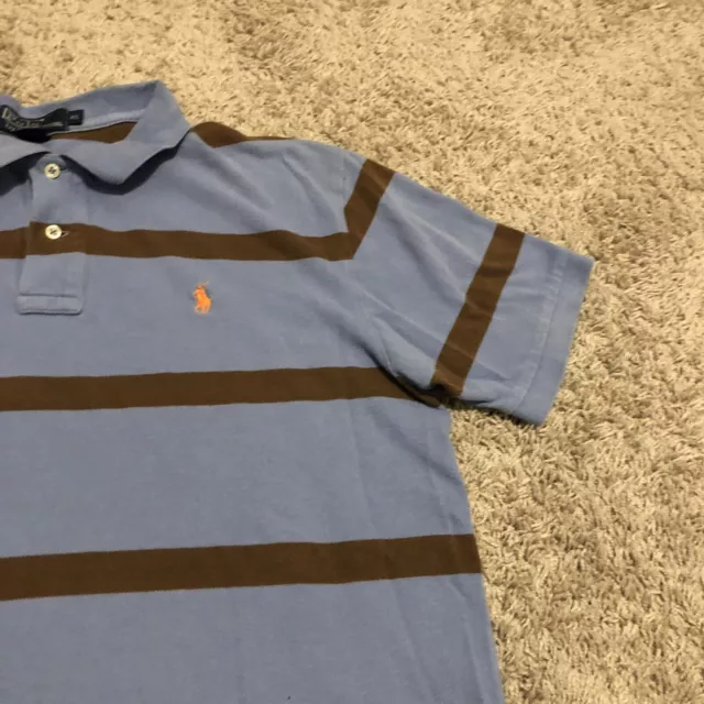 RALPH LAUREN POLO Shirt Adult XL Blue Brown Striped Pony Rugby Casual ...
