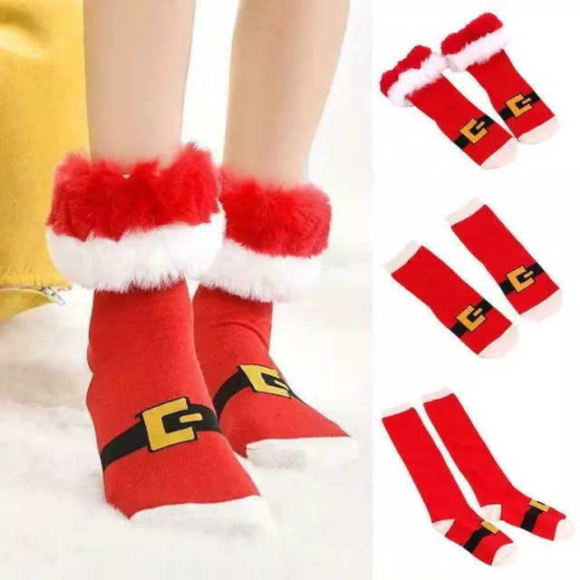 Christmas Santa Socks Adults Cosplay Fancy Dress Up Xmas Socks Short/Long Gift