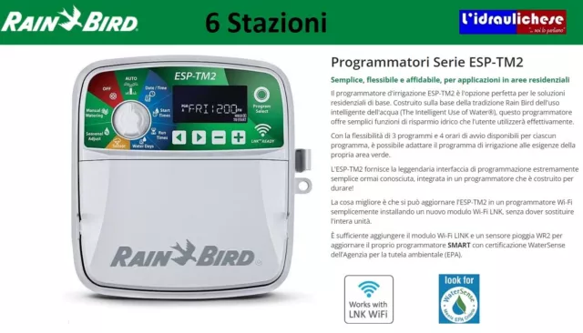 Programmatore Centralina Rain Bird Serie ESP-TM2  230V A 6 Zone Stazioni TRAS.IN