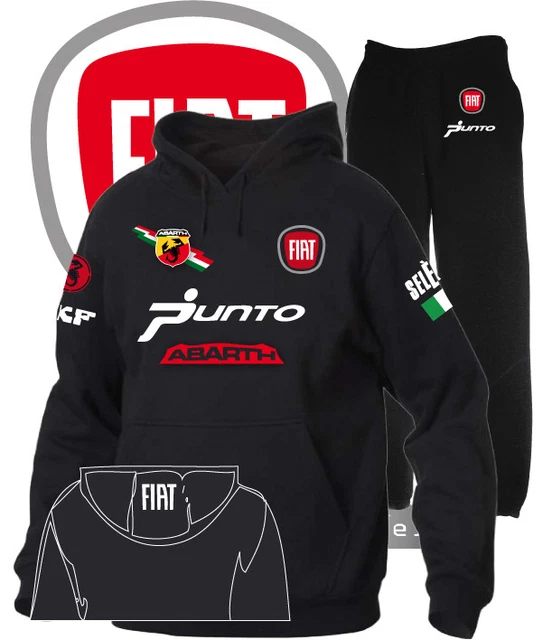 Tuta Hoodie Stampata Printed Fiat Punto Abarth  Auto Moto Sport Italia Col N