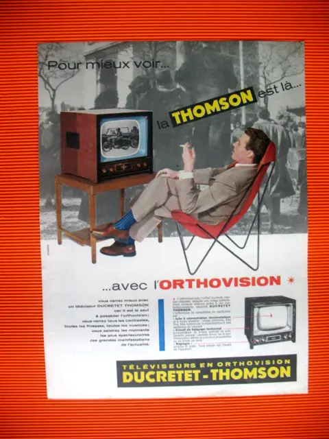 Publicite De Presse Ducretet Thomson Television L'horthovision French Ad 1957