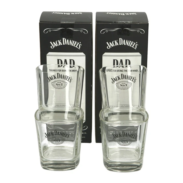 2 x 2 Jack Daniel's Dad 'Father Day 'Glasses Tumbler Whisky Pair JD Home Bar Pub