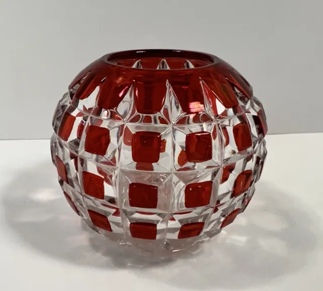 Beautiful Ruby Red Pressed Glass globe vase