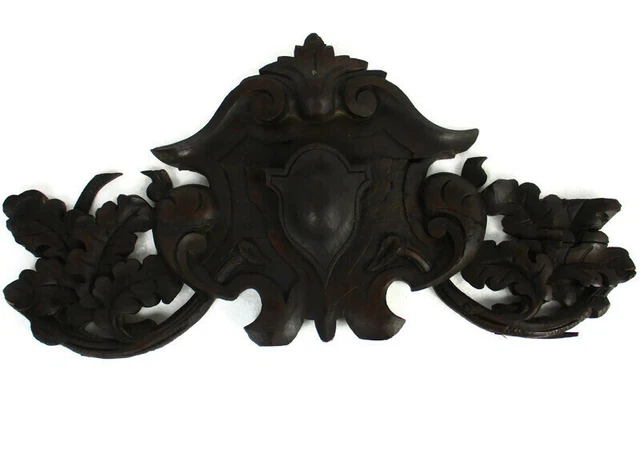 Antique   Carved Wood Reclaimed Corbel Architectural Ornate Medallion Pediment