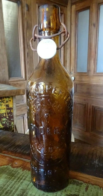 Ancienne Bouteille Bière Brasserie BS Toulouse - Verre Bullé - 50cl - Années 30