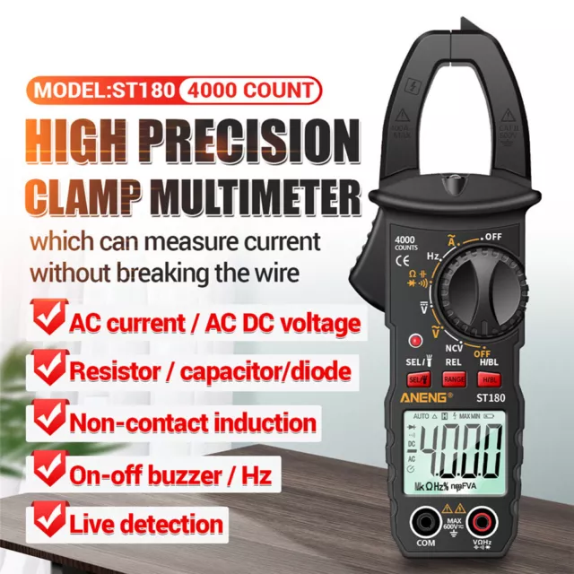 ST180 4000 Counts Digital Current Clamp Meter DC AC Ammeter Voltage NCV Tester 2