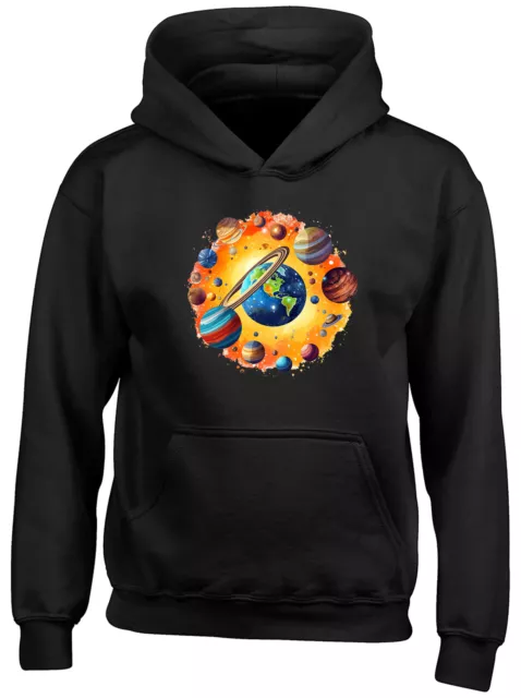 Earth Space Kids Hoodie Solar System Planets Boys Girls Gift Top