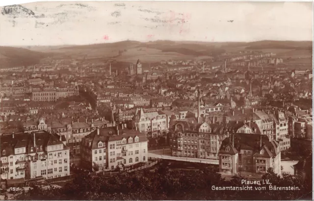 Plauen Vogtland Gesamtansicht vom Bärenstein Fotokarte 1931