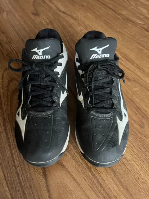 Mizuno 9 Spike Franchise 8 Baseball Black & White Molded Cleat Youth Size 3.5