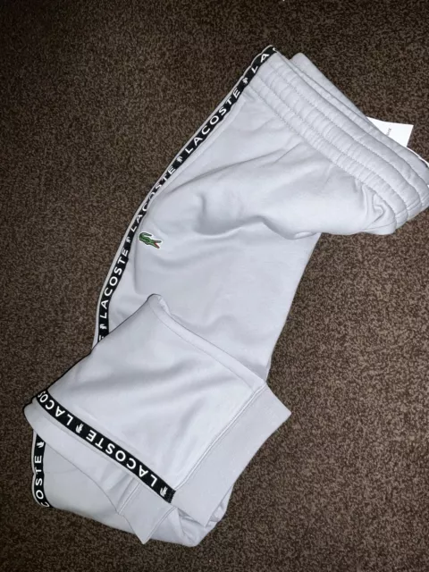 Jogger Da Uomo Grigio Lacoste Taglia 6 Uk L/Us Xl Nuovo Con Etichette Affusolato Originale