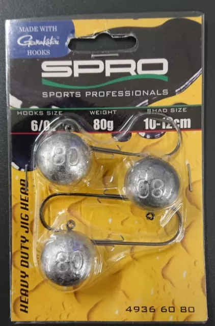Spro Gamakatsu HD Jighead Jig 90 6/0 80g 3 Stück Gamakatsu Rundkopf