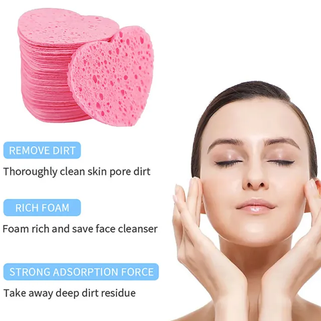 20/50pcs Heart-Shaped Facial Sponges Compressed Face Cleansing Washing Pads Ql