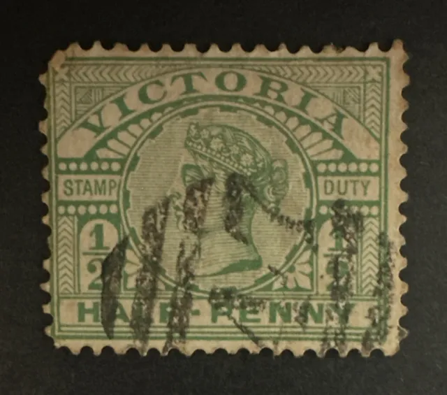 C1900  Victoria Australia State Stamp 1/2d Green Stamp Duty SG330 QV D6