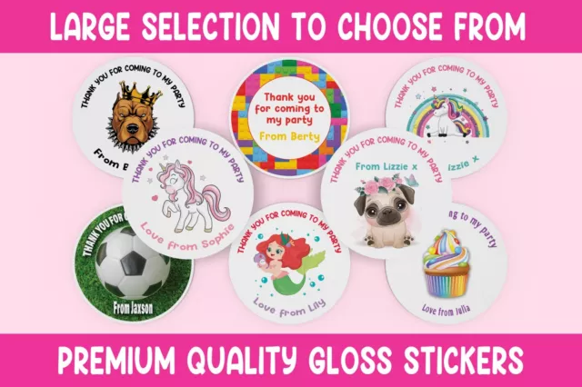 36x Round Personalised Birthday Stickers Labels Thank You For Coming To My Party