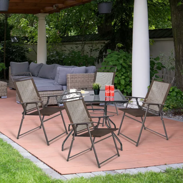 Set of 4 Patio Folding Sling Chairs Steel Textilene Camping Deck Garden Pool New 3