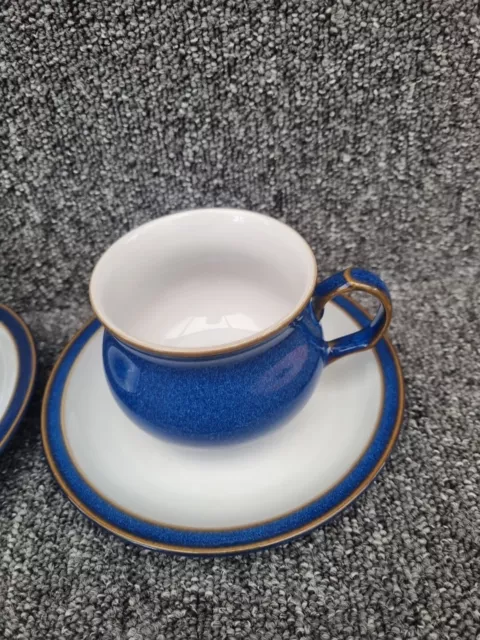 2 x Denby Imperial Blue Cups and Saucers Stoneware 3