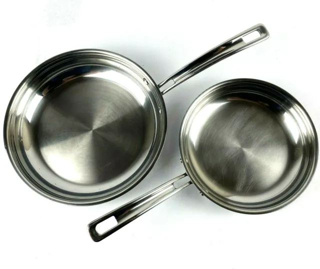 2 Cuisinart Skillet Frying Pans Stainless Induction Ready 10"MCP22-24N 8"22-20N