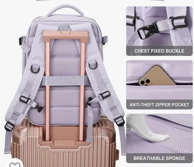 Womens Travel Bag - Hand Luggage  Backpack Carry On Weekend Bag Laptop Usb Port
