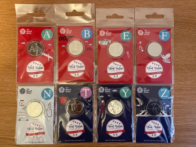 10P A-Z Alphabet 10 Pence Royal Mint Carded Uncirculated Coins - Various Designs