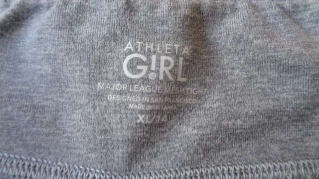 Athleta Girl Major League Mesh Tight Leggings Gray Stretch Gym Sz XLARGE 14 -