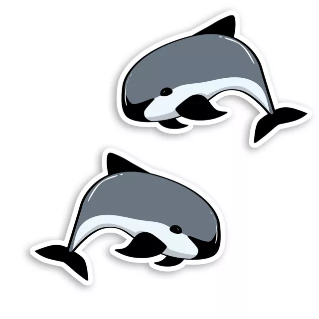 2 x 10cm Cute Vaquita Porpoise Vinyl Stickers - Dolphin Animal Sticker #30052