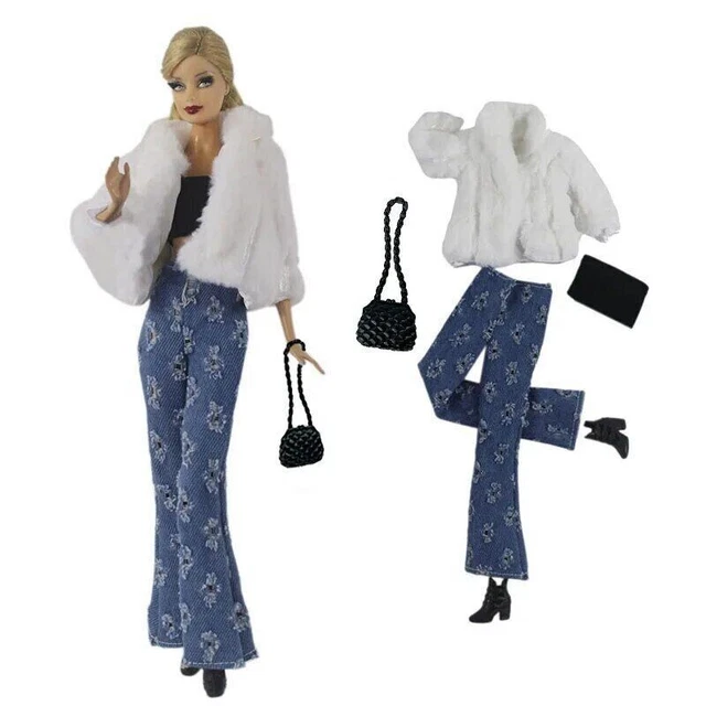 Lady Floral Rompers White Fur Vest Coat For 11.5" Doll Outfits Clothes Set 1/6 E - Foto 6