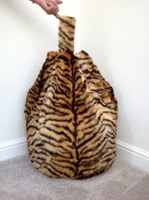 Adult Bean Bag Filled Faux Fur Tiger Large 6 Cubic Ft Seat Chair Made in the uk.