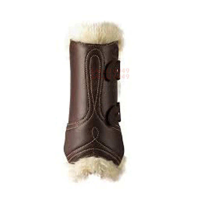 Lightweight New Large Genuine Brown Leather Horse Leg Splint Boot With Fur BFH56