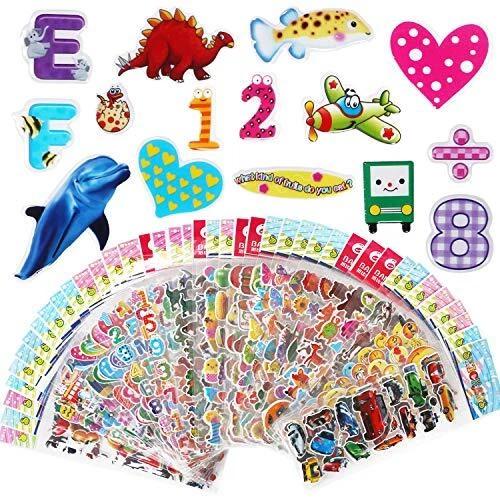 Vicloon Autocollants 3D pour Enfants 2 à 4 Ans, 40 Feuilles Kids Stickers Plus d