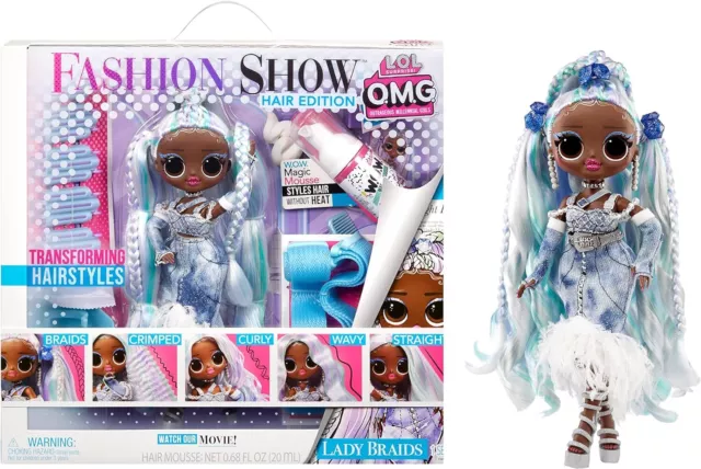 LOL Surprise OMG Fashion Show Hair Edition Dolls - LADY BRAIDS - 10/25cm Doll w