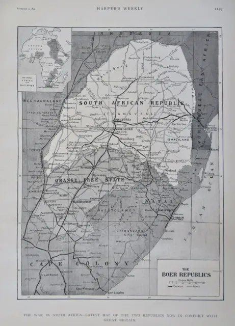 Boer War map South Africa Philippines Harper's newspaper 1899 complete issue