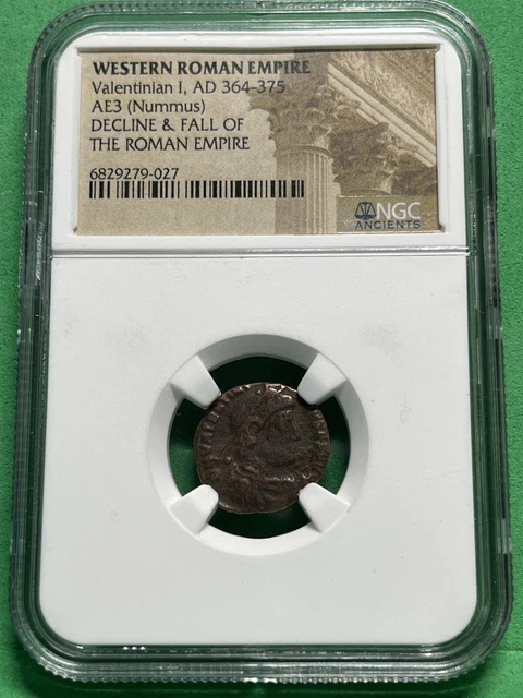 ローマ帝国Valentinian I AD 364年-375年ÆヌムスNGC認定 Roman AE of Valentinian I (AD364-375)NGC (XF) - Bullion Shark