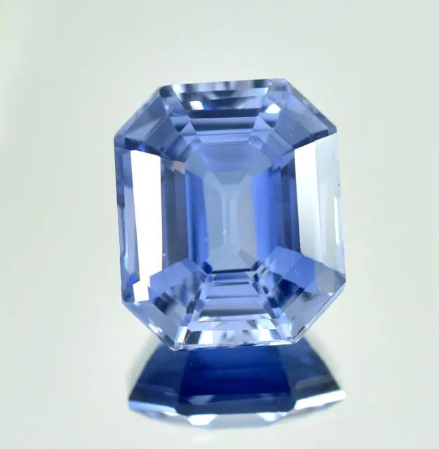 AAA+ Natural Kashmiri Pastel Blue Sapphire Loose Emerald Cut Gemstone 12x10 MM 2