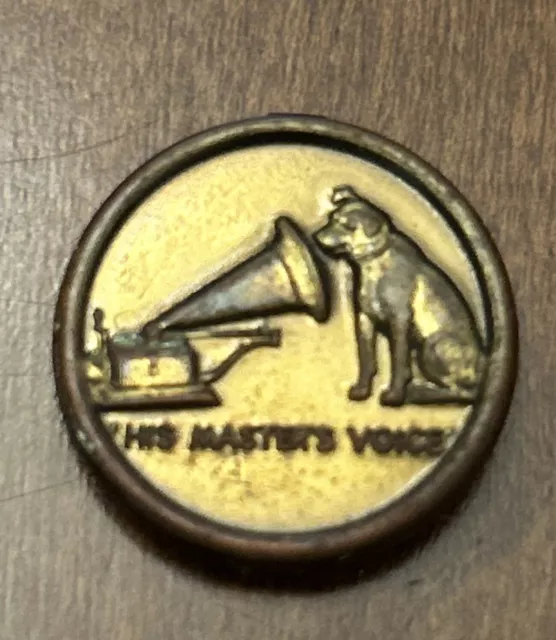 Vintage RCA Equipment Badge Metal ~  His Masters Voice ~ Nipper Dog Logo Emblem