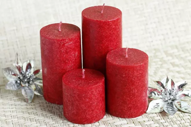 Juego de 4 velas de pilar de mármol con aroma de rosa de San Valentín