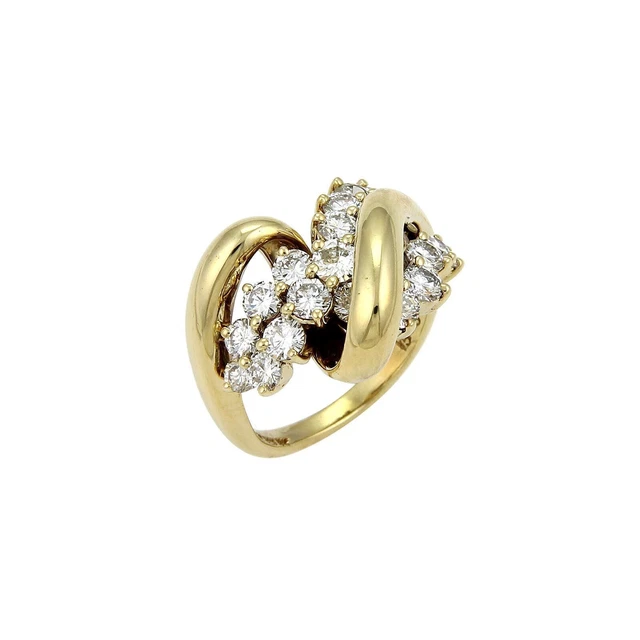 Jose Hess Diamond 18k Yellow Gold Cocktail Curved Loop Ring