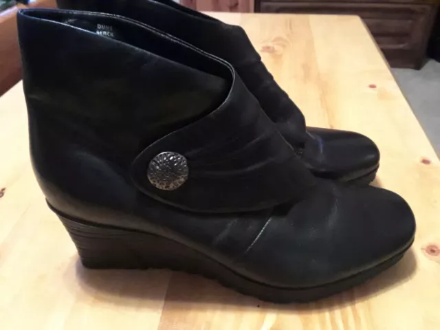 Black leather woman ankle boots wedge Dunes - Earth size 8.5 B