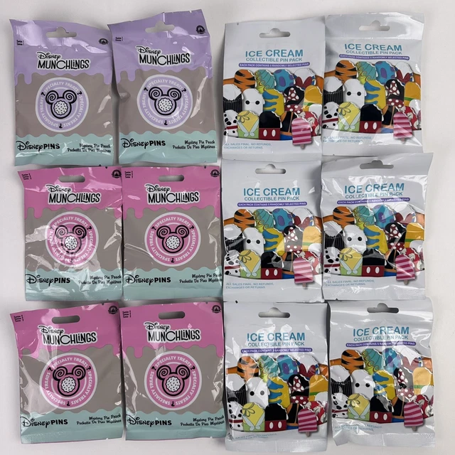DISNEY MUNCHLINGS ICE Cream Mystery Pin Pack 60 Pins Collection Lot £