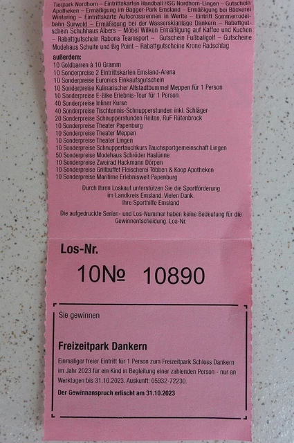 Eintrittskarte Freizeitpark Dankern  f.  1 Kind