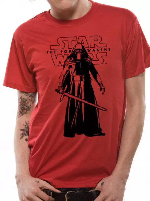 Star Wars The Force Erwacht Kylo Ren Offiziell T-Shirt Stehend Mit Lightsaber