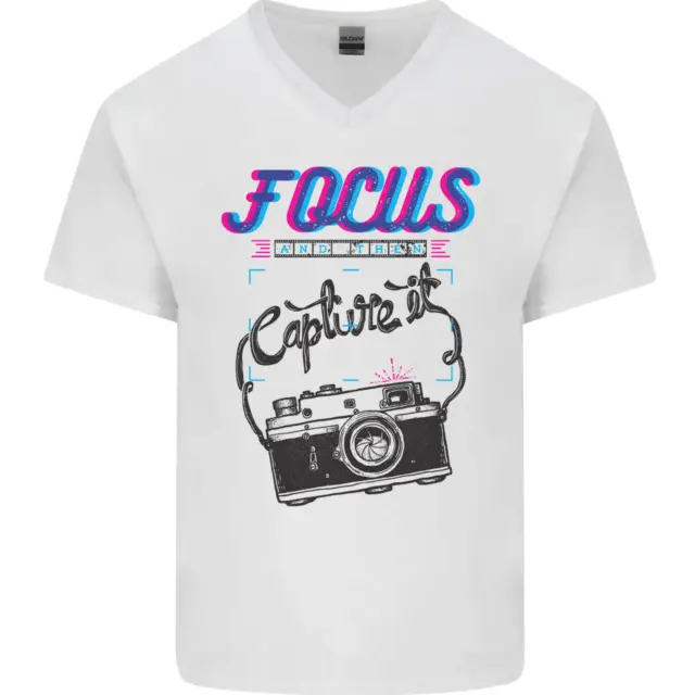 T-shirt da uomo scollo a V scollo a V Focus and Then Capture It Photography