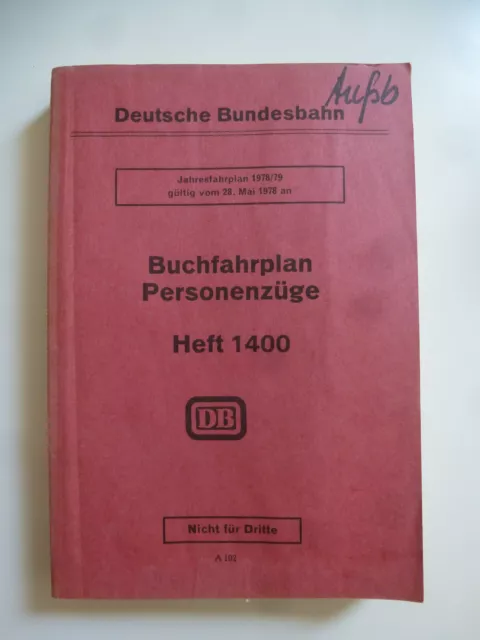 DB,Bundesbahn,Heft 1400, 1978/79,Buchfahrplan Personenzüge,Berichtigung