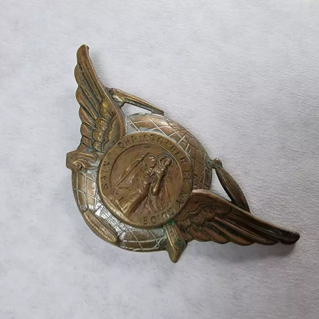 St Christopher Be My Guide Protect US Travel Wings Visor Pin