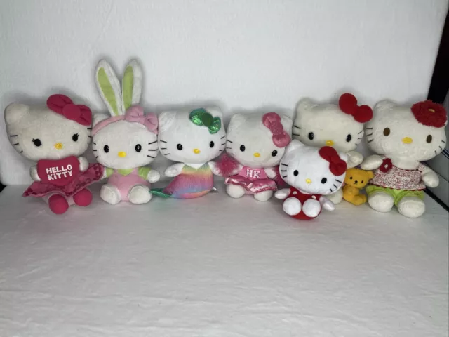 Hello Kitty TY Sanrio Beanie Baby Plush Toys 6" Lot Of 7 No Tags